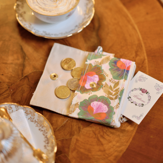 Mini pochette porte-monnaie fleur de thé