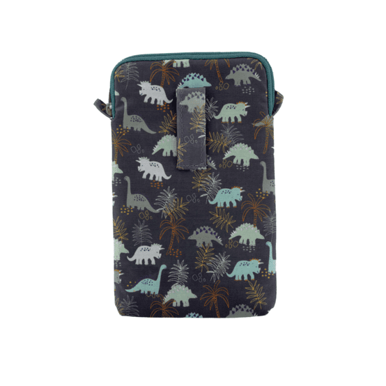Pochette téléphone matelassée jurassic dino marine