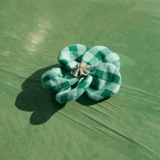 Petite Barrette Pétales de Fleur vichy vert menthe