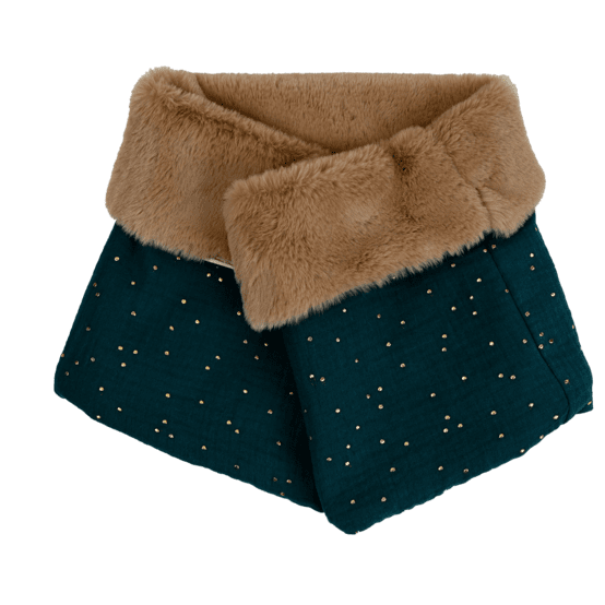 Echarpe tube adulte gaze pois or vert canard