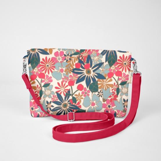 Pochette tissu cerise en fleur