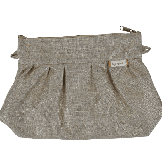 Pochette plissée lin doré