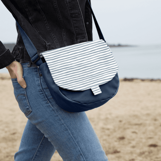Rabat petite besace rayé bleu blanc
