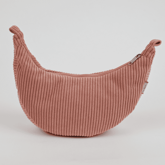 Petit Sac demi lune velours côtelé rose blush