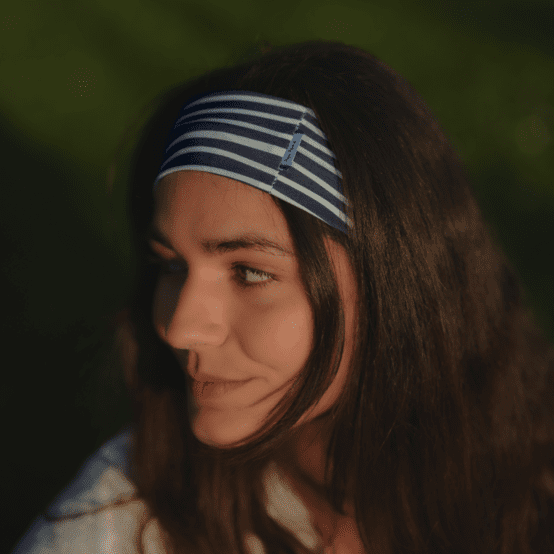 Bandeau jersey rayé ivoire marine