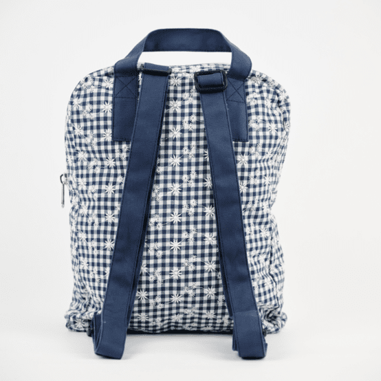 Petit sac à dos Gaby vichy brodé marine