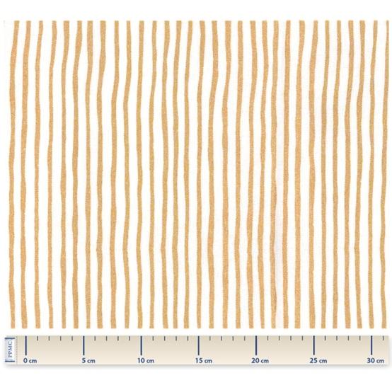 Tissu enduit  au mètre rayé or blanc