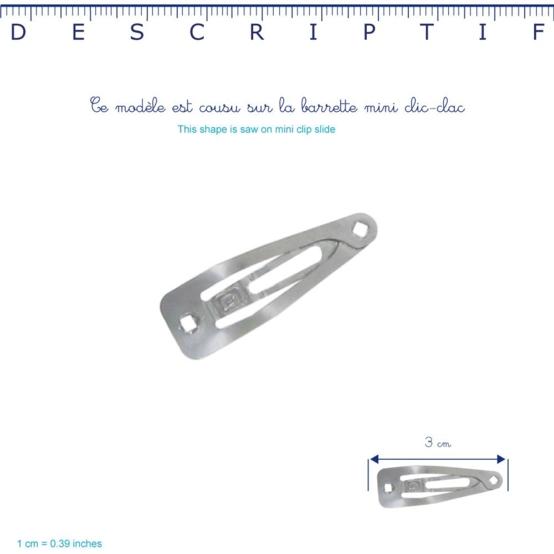 Barrettes clic-clac petits noeuds rayé argent marine