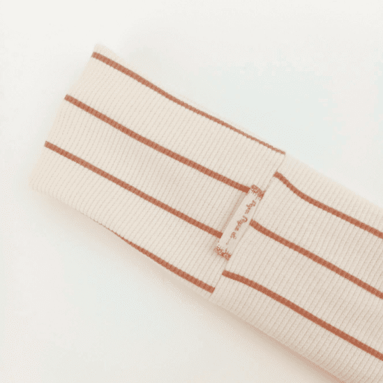 Bandeau jersey côtelé rayé caramel