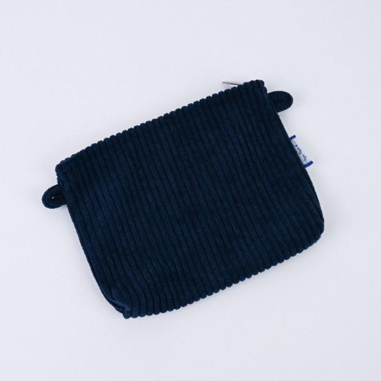 Mini pochette tissu velours côtelé large marine