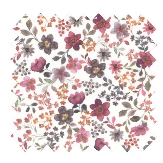 Tissu coton au mètre ex2662 aquarelle fleurie aubergine