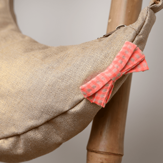 Barrette ruban petit  vichy orange fluo