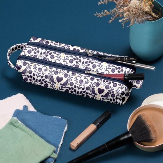 Trousse double compartiment scandinavia bleu