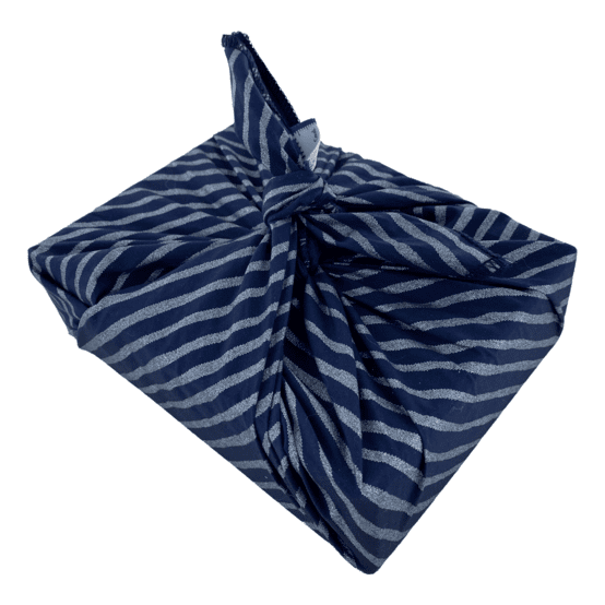 Furoshiki moyen 48 x 48 cm rayé argent marine