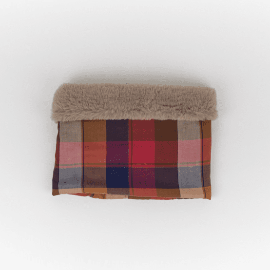 Echarpe tube enfant tartan lurex rubis