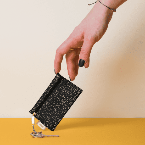 Pochette porte-clés noir pailleté