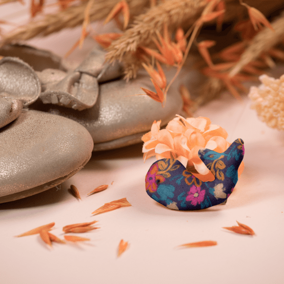 Barrette Baleine hippie fleurie