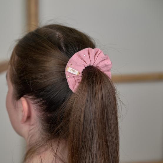 Petit Chouchou gaze pois or rose thé