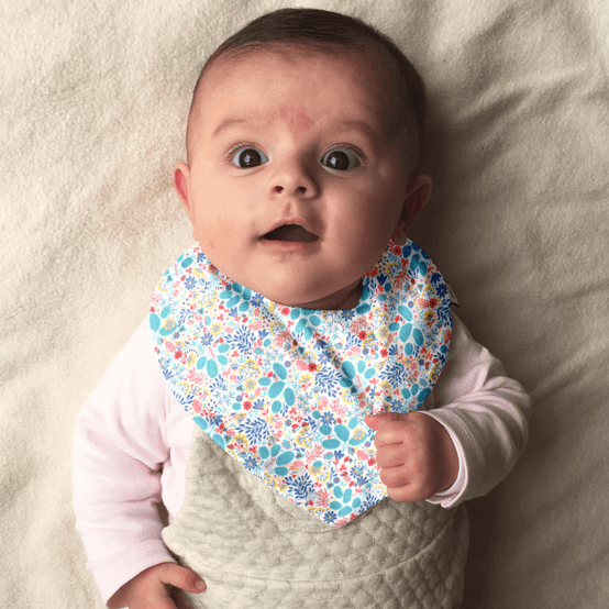 Bavoir bandana champêtre bleuté