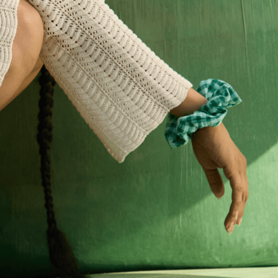 Chouchou vichy vert menthe