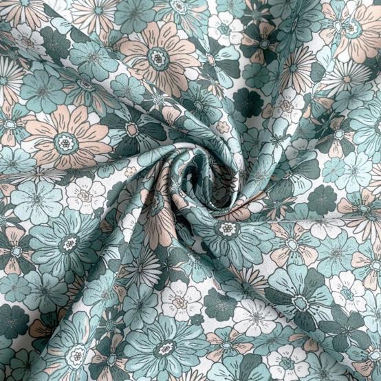 Coupon tissu 50 cm ex2603 bleuet rétro nude