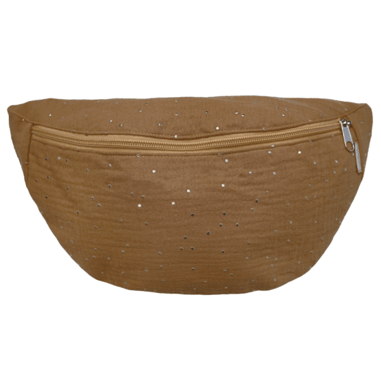 Sac banane gaze pois or caramel