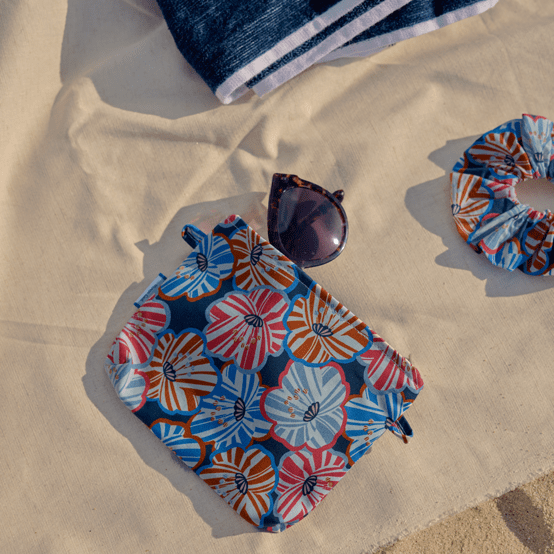 Mini pochette tissu anémones rayées