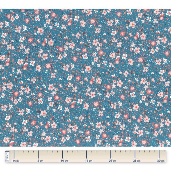 Tissu voile fleuri nude ardoise