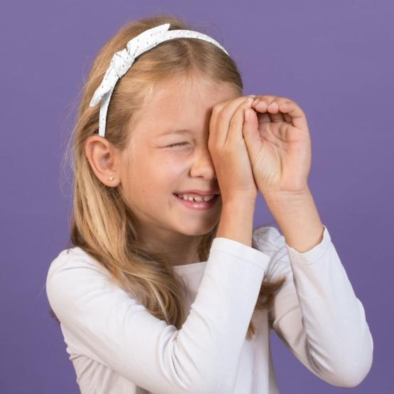 Serre-tête noeud broderie anglaise