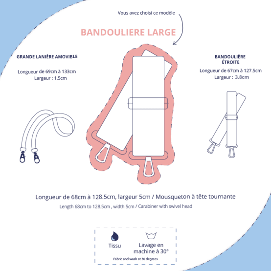 Bandoulière large bordeaux