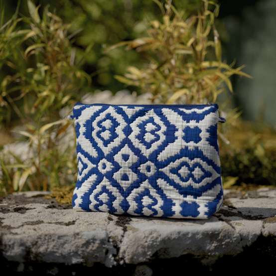 Trousse de toilette jacquard bleu