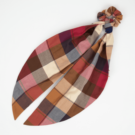 Foulchie long tartan lurex rubis