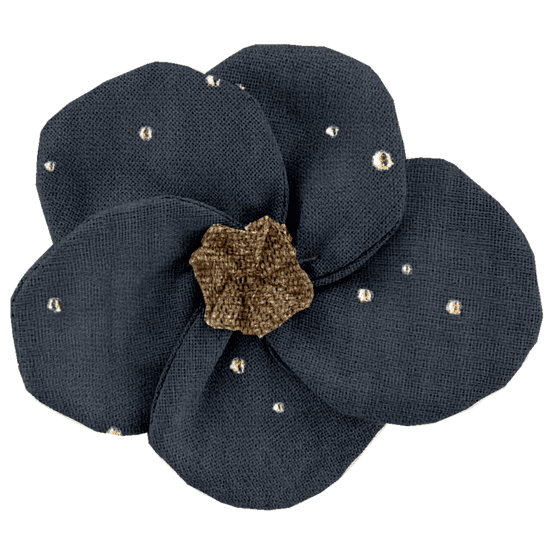 Petite Barrette Pétales de Fleur gaze pois or marine