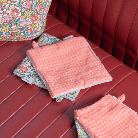 Carré Démaquillant Lavable vichy orange fluo