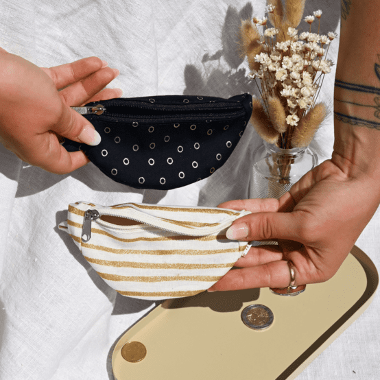 Porte-monnaie banane bulle bronze marine