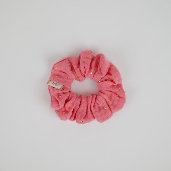 Petit Chouchou gaze pois or rose sorbet