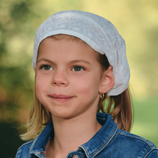 Bandeau fichu Enfant broderie anglaise étoiles blanches