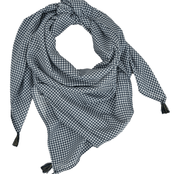 Foulard pompon vichy noir