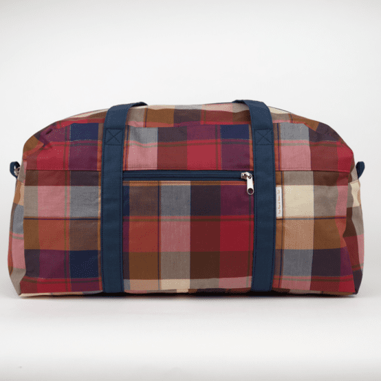Sac week-end tartan lurex rubis