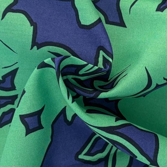 Coupon tissu 1 m EX2650 Silouhettes vert bleu