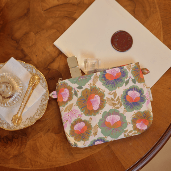 Mini pochette tissu fleur de thé