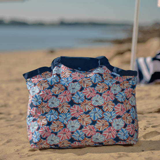 Sac cabas grand anémones rayées