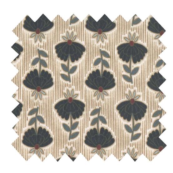 Tissu enduit  au mètre ex2579 shanti marine or