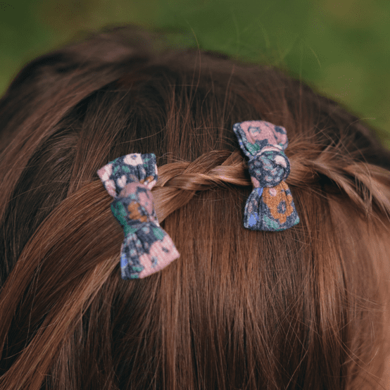 Barrettes clic-clac petits noeuds monet lilas