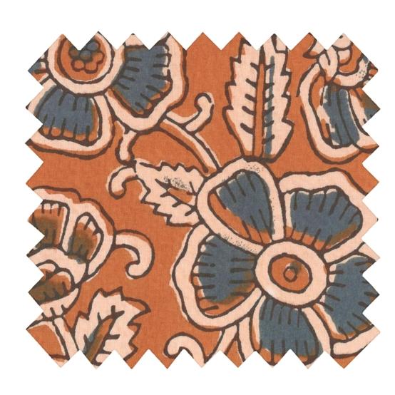 Tissu coton au mètre ex2638 indienne cumin bleu