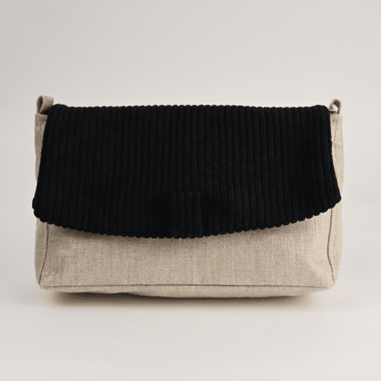 Rabat sac compagnon velours côtelé large noir