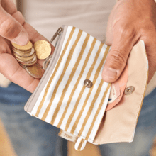 Mini pochette porte-monnaie rayé or blanc