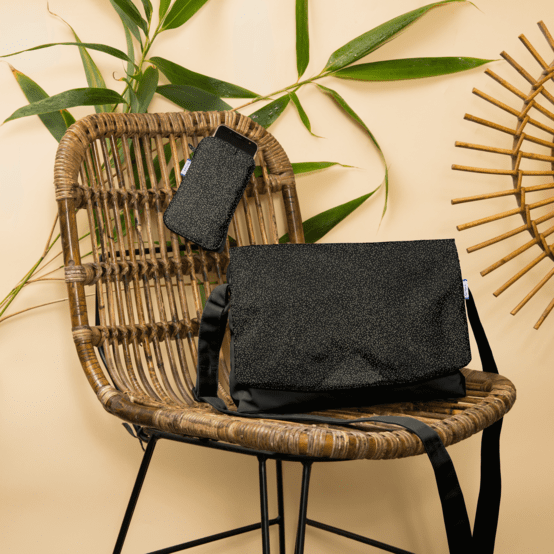 Rabat besace carré grand noir pailleté