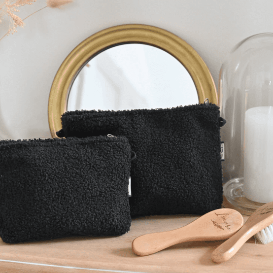 Mini pochette tissu moumoute noire