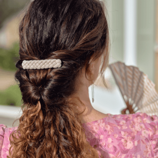 Barrette cheveux tressée  lin pailleté
